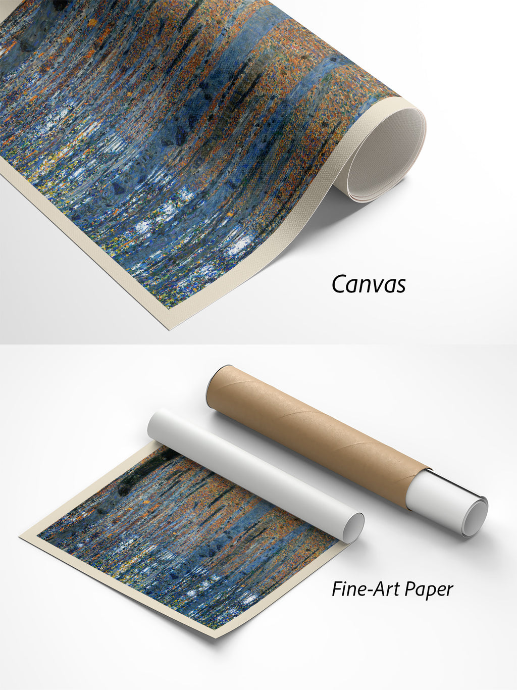 Gustav Klimt Buchenhain I Kunstdruck auf Canvas und Fine-Art-Papier im Materialvergleich