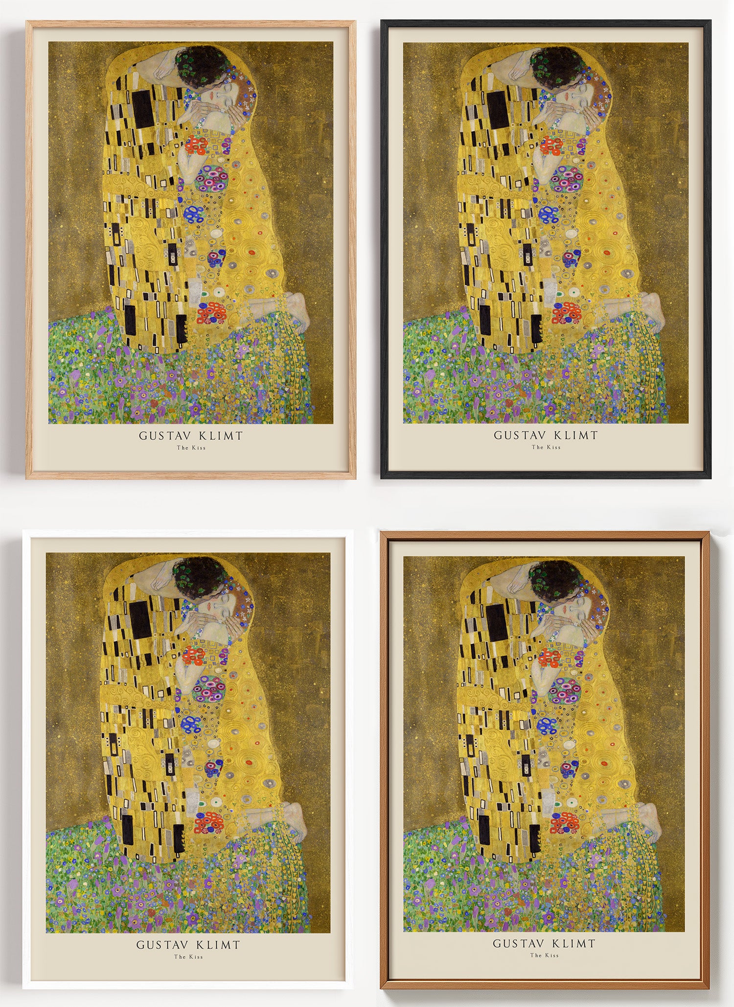 Gustav Klimt Poster Der Kuss als Wandbild auf Papier oder Leinwand
