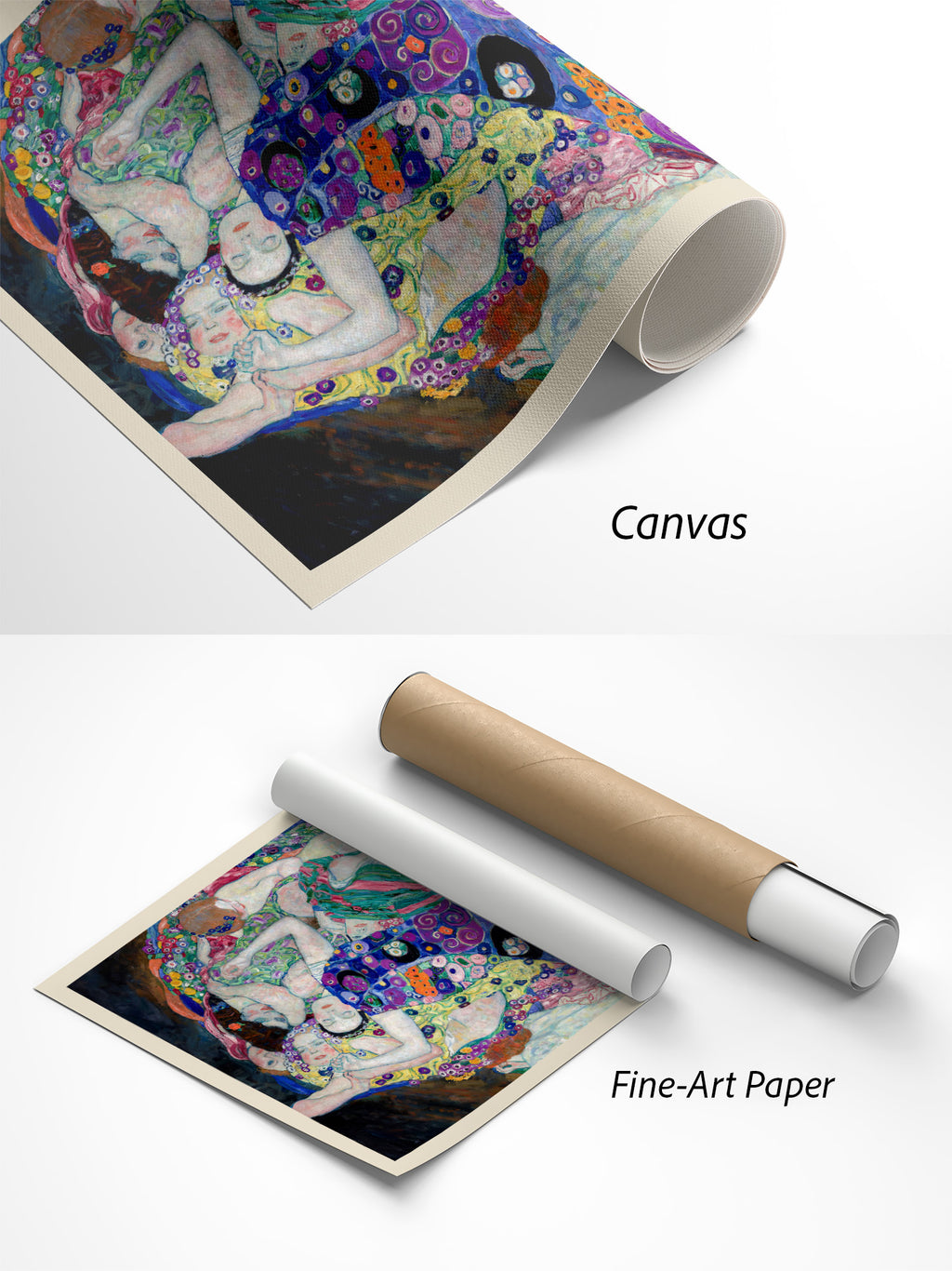 Gustav Klimt Die Jungfrau Kunstdruck auf Canvas und Fine-Art-Papier im Materialvergleich
