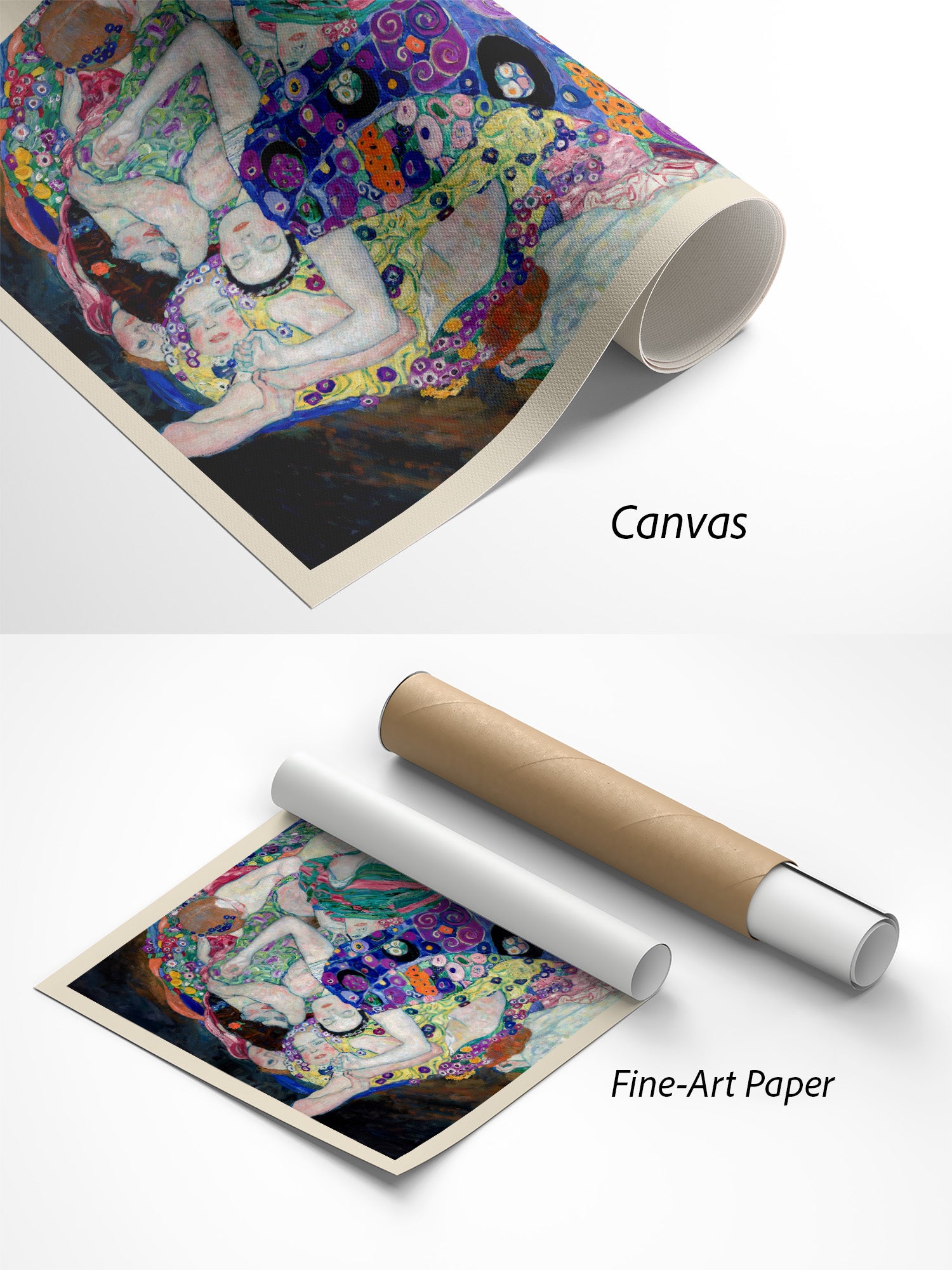 Gustav Klimt Die Jungfrau Kunstdruck auf Canvas und Fine-Art-Papier im Materialvergleich