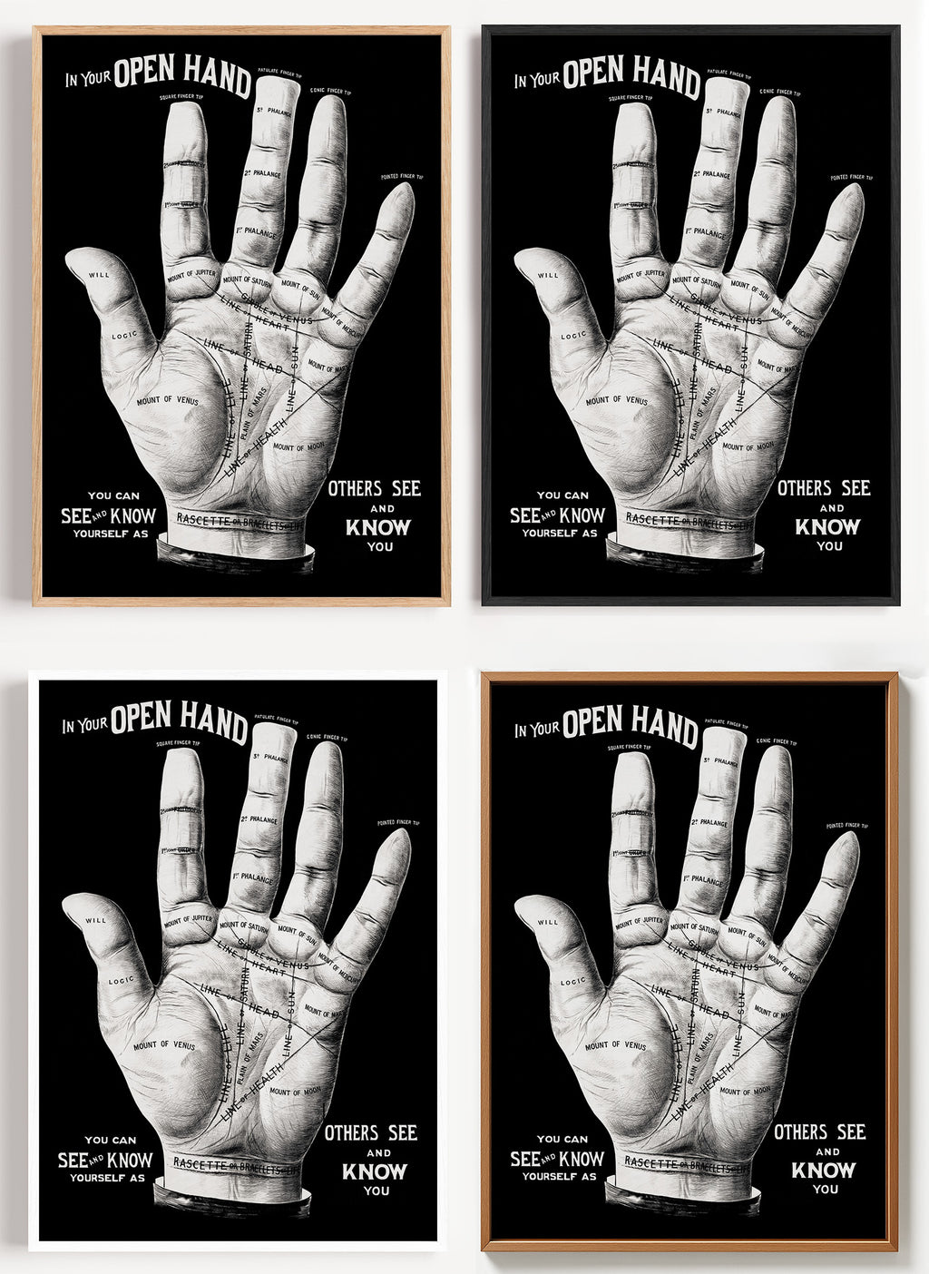 Handlesen Poster Vintage als Wandbild auf Papier oder Leinwand