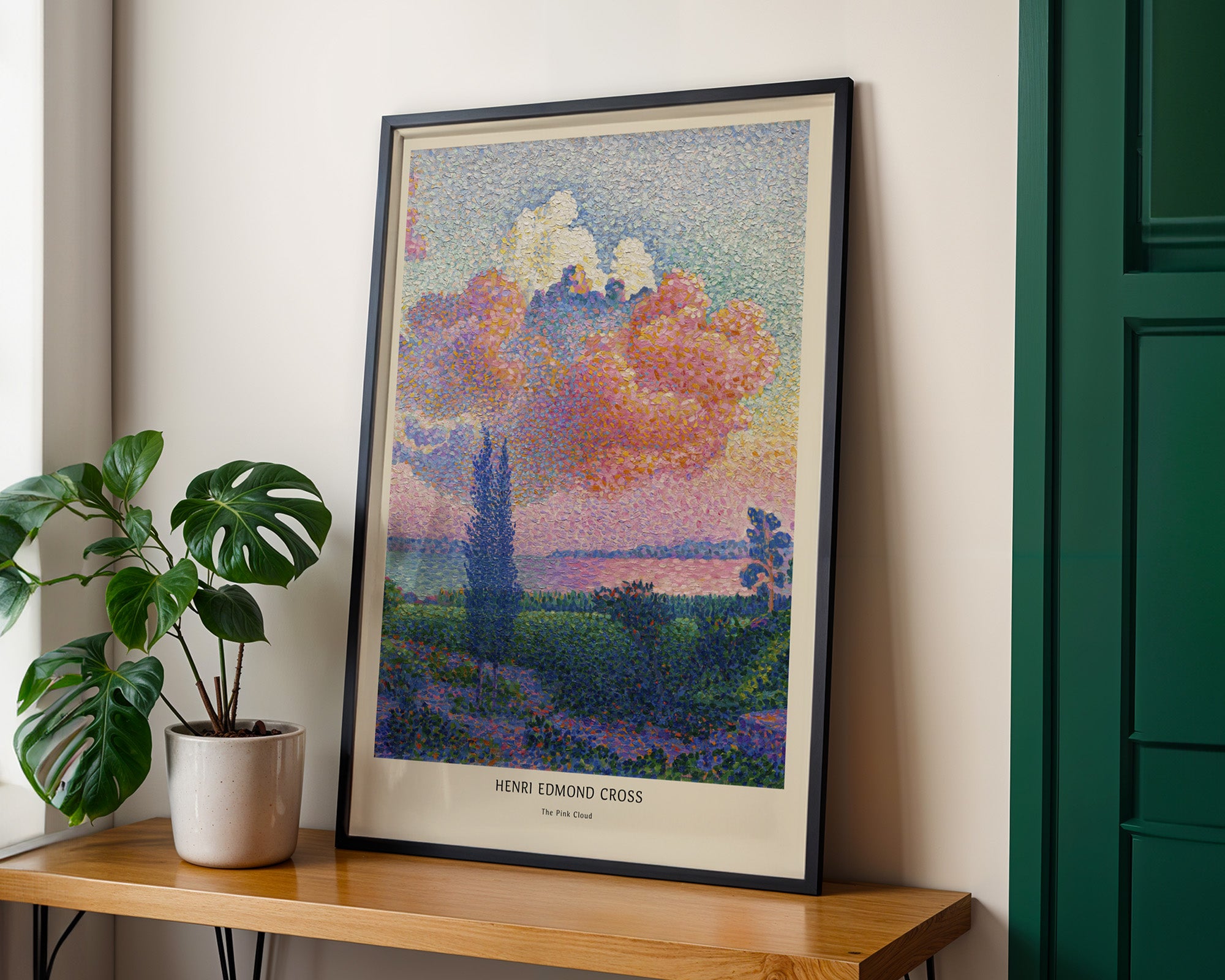 Pointillismus Poster gerahmt im Wohnzimmer
