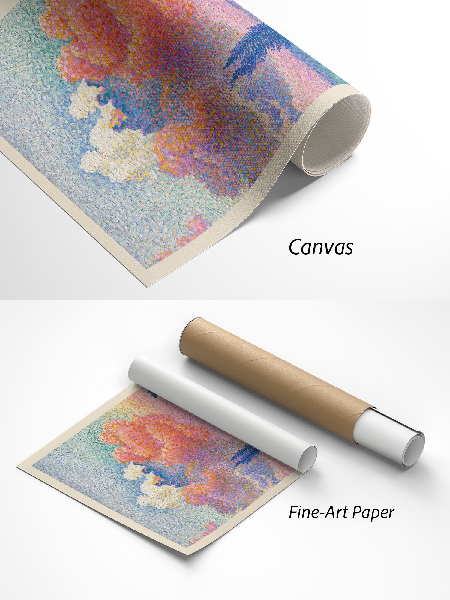Henri Edmond Cross Die rosa Wolke Kunstdruck auf Canvas und Fine-Art-Papier im Materialvergleich