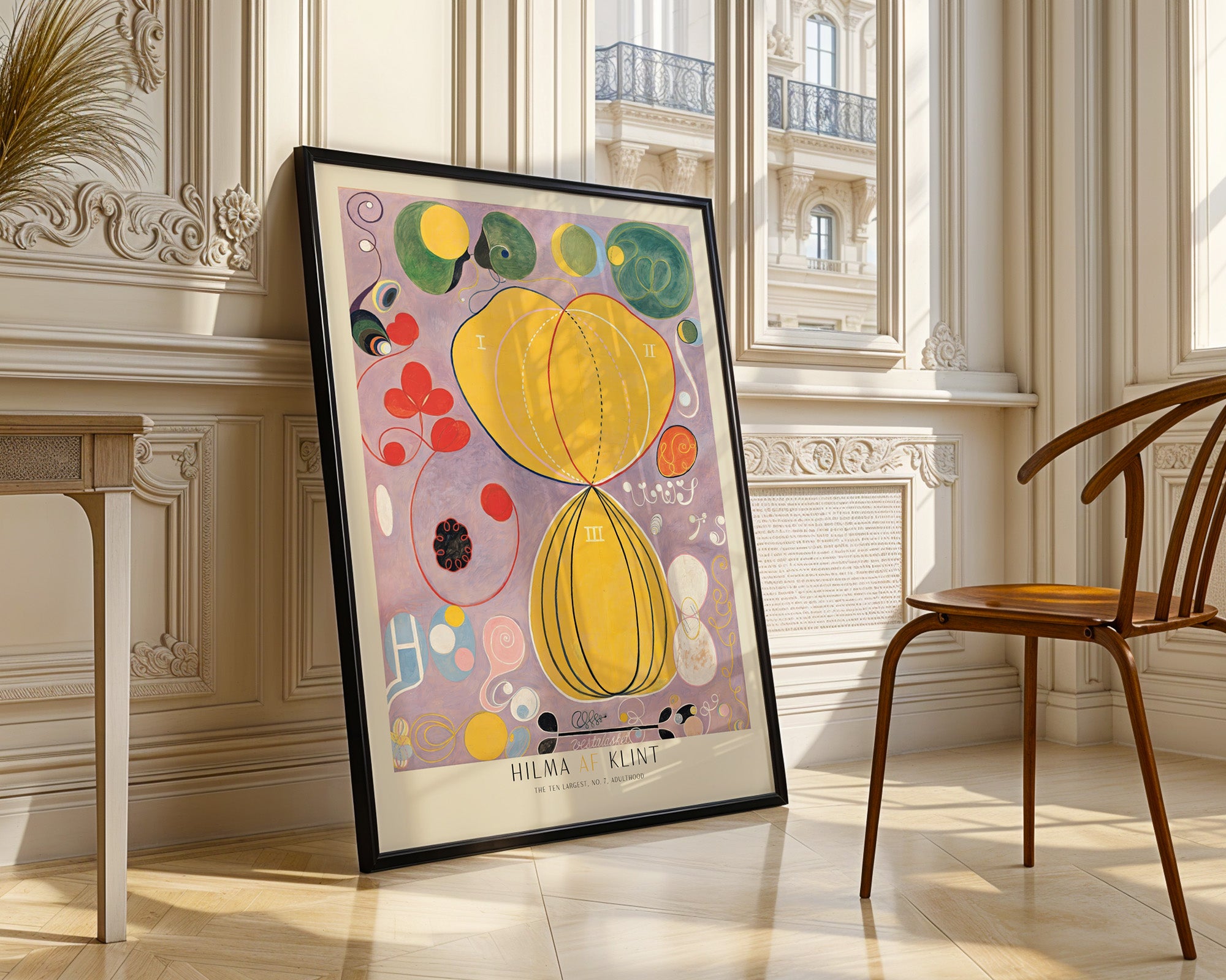 Abstraktes Hilma af Klint Poster gerahmt im Wohnzimmer