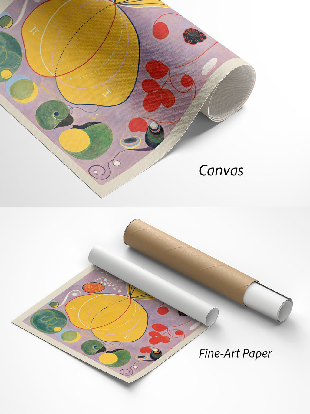 Hilma af Klint Die zehn Größten Nr. 7 Erwachsenenalter Kunstdruck auf Canvas und Fine-Art-Papier im Materialvergleich