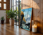 Japanisches Berg Poster gerahmt im Wohnzimmer