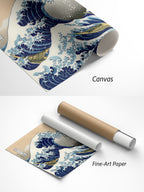 Hokusai Die große Welle vor Kanagawa Poster auf Canvas und Fine-Art-Papier im Materialvergleich