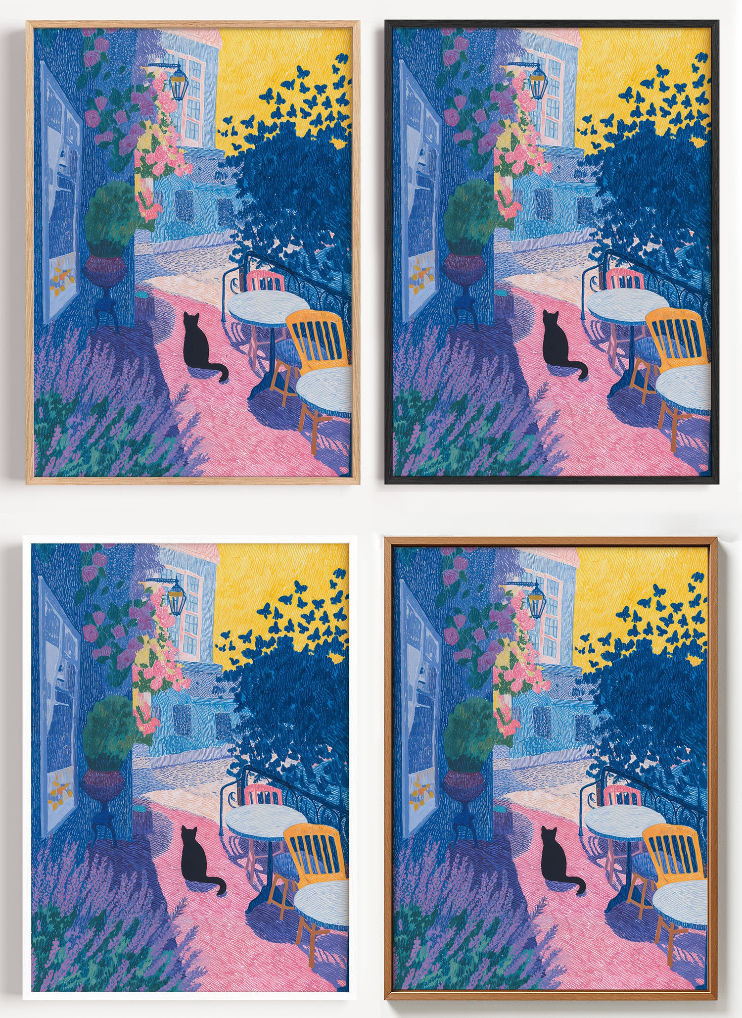 Katze im Innenhof Katzen Poster auf Canvas und Fine-Art-Papier im Materialvergleich