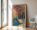 Japanisches Herbstposter gerahmt im Wohnzimmer