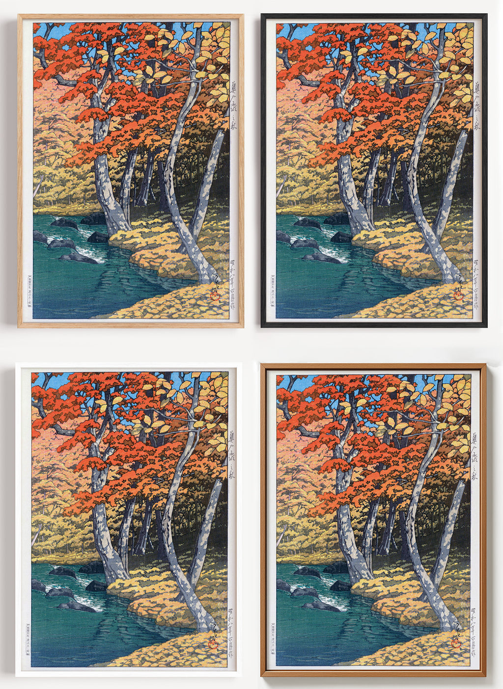 Japanisches Herbstposter Oirase als Wandbild auf Papier oder Leinwand