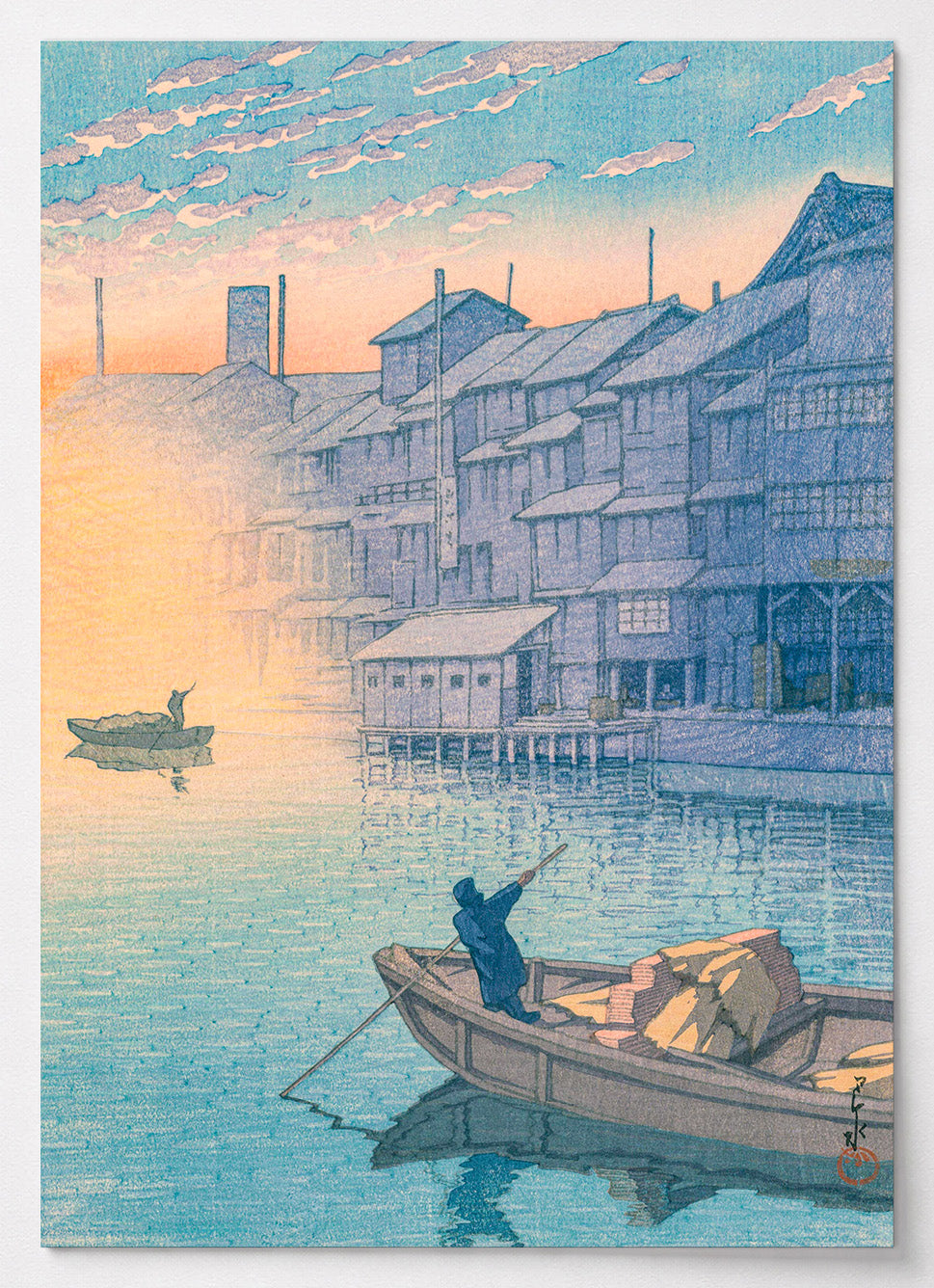 Japanisches Poster mit Morgenstimmung am Kanal in Dotonbori von Kawase Hasui