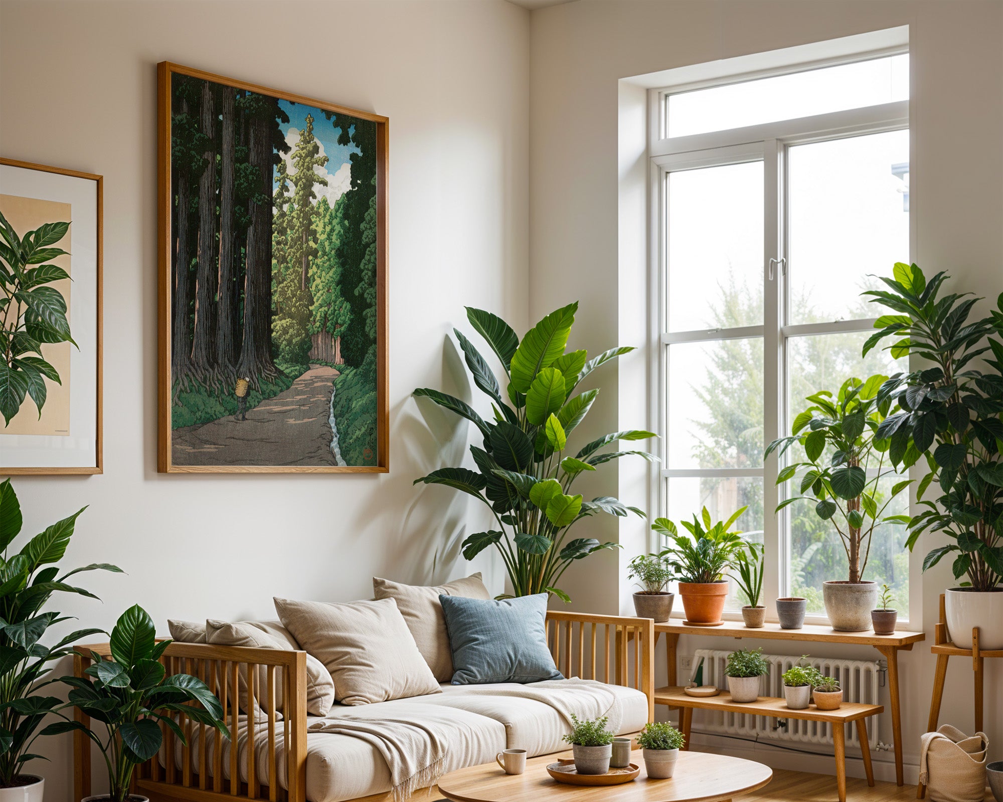 Japanisches Wald Poster gerahmt im Flur