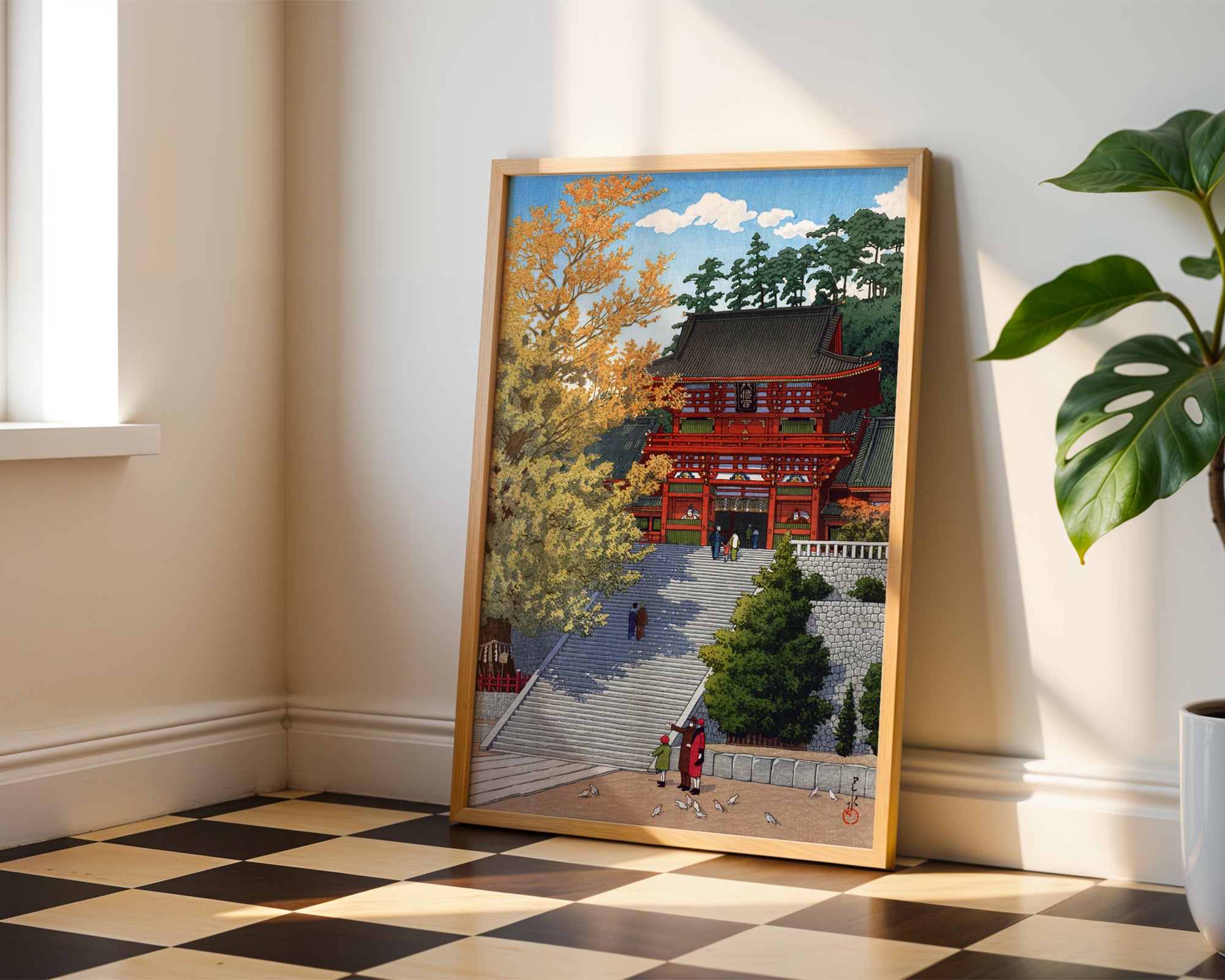 Japanisches Schrein Poster gerahmt im Wohnzimmer