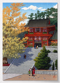 Japanisches Poster mit Tsurugaoka Hachimangū Schrein im Herbst von Kawase Hasui