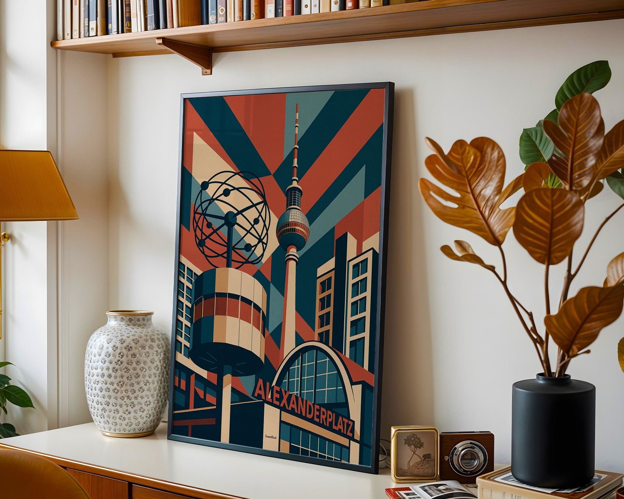 Alexanderplatz Poster im Art-déco-Stil gerahmt im Wohnzimmer