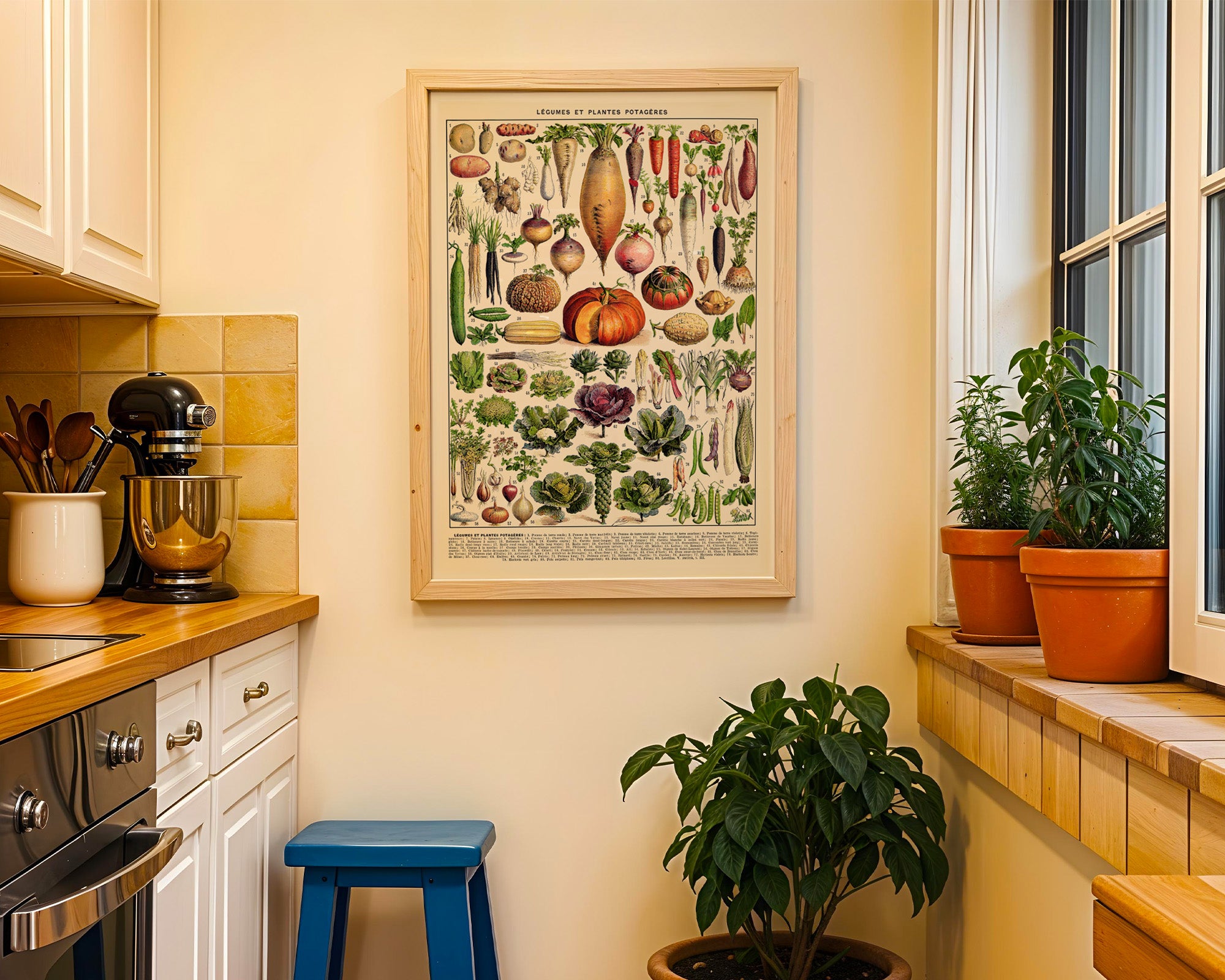Botanisches Gemüse Poster gerahmt in der Küche