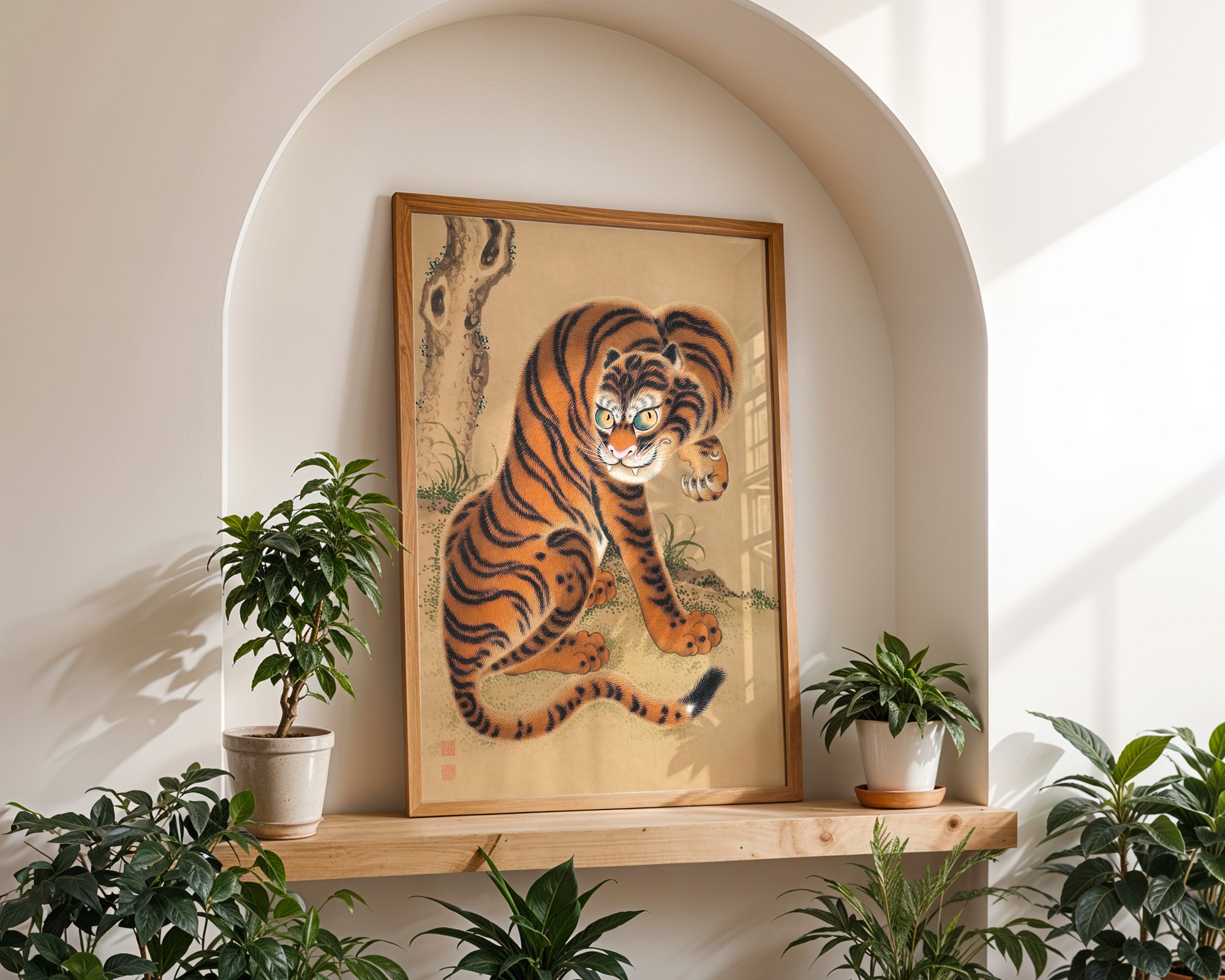 Tiger Poster japanisch gerahmt im Wohnzimmer