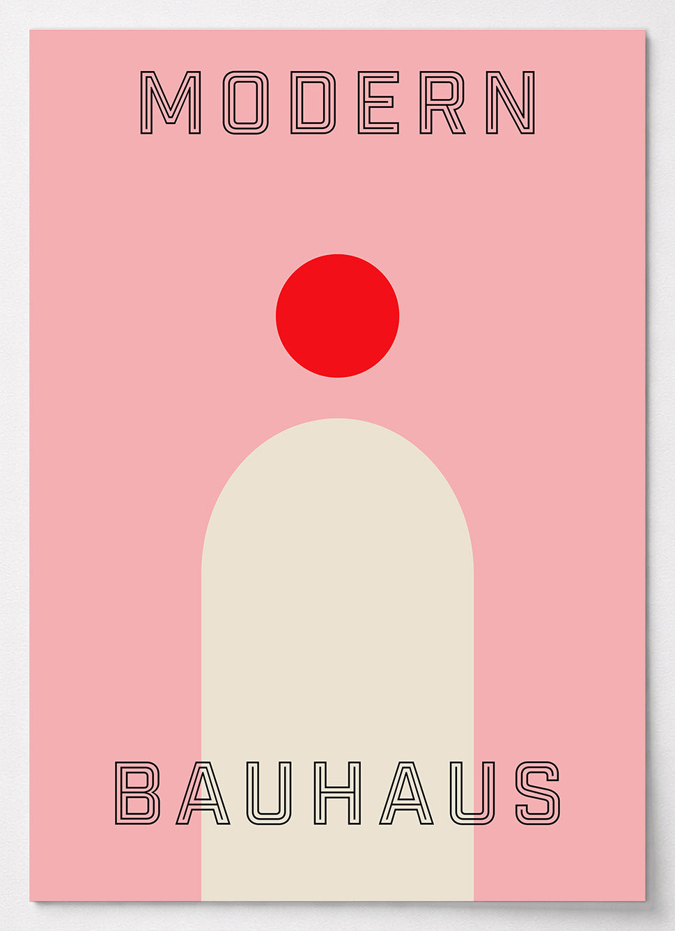 Bauhaus Poster mit rotem Kreis in Rosa und Rot