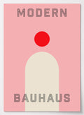 Bauhaus Poster mit rotem Kreis in Rosa und Rot