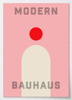 Bauhaus Poster mit rotem Kreis in Rosa und Rot