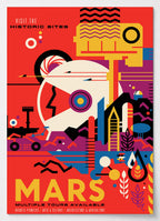 NASA Poster Mars im retro-futuristischen Reiseplakat-Stil