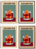 Negroni Poster Retro als Wandbild auf Papier oder Leinwand
