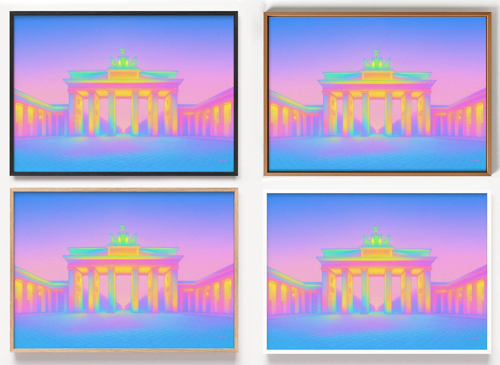 Brandenburger Tor Poster in Neon als Wandbild auf Papier oder Leinwand