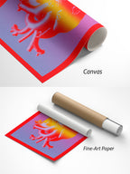 Neon-Herz Poster auf Canvas und Fine-Art-Papier im Materialvergleich