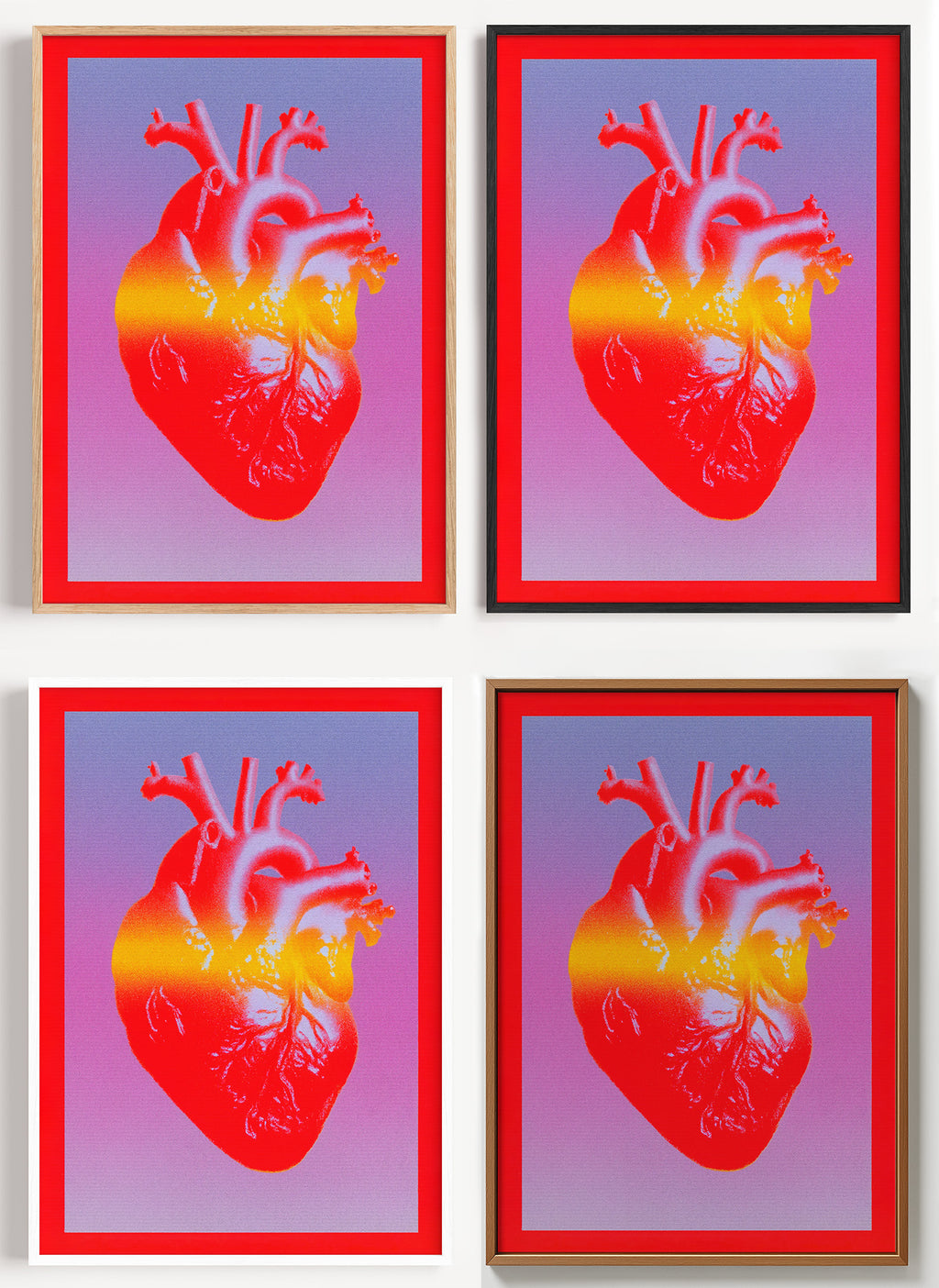 Neon Herz Poster als Wandbild auf Papier oder Leinwand