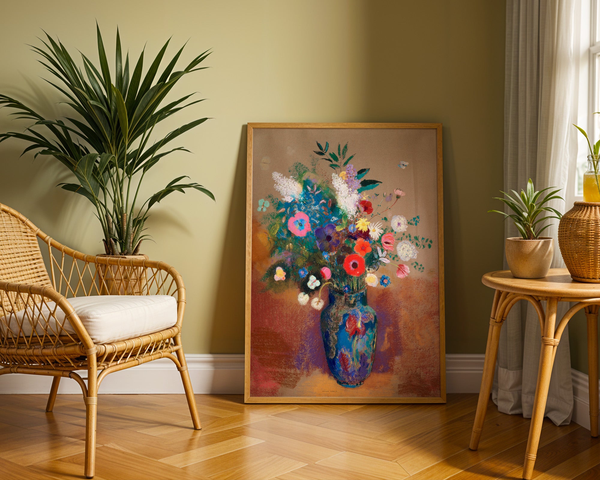 Odilon Redon Blumen Poster gerahmt im Wohnzimmer