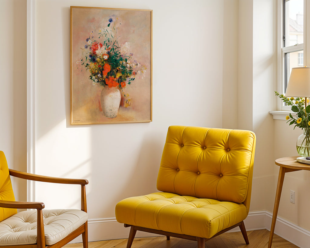 Blumenstillleben Poster gerahmt im Wohnzimmer