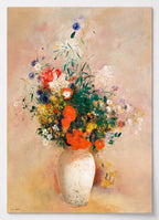 Blumen Poster von Odilon Redon mit Blumenstrauß in Vase in leuchtendem Orange