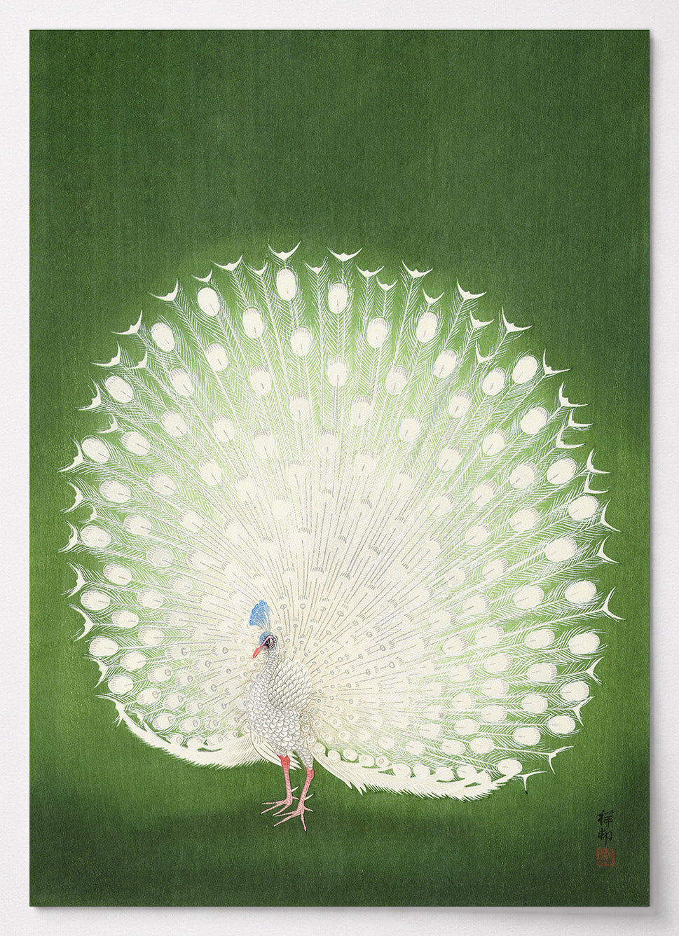 Japanisches Poster mit weißem Pfau von Ohara Koson