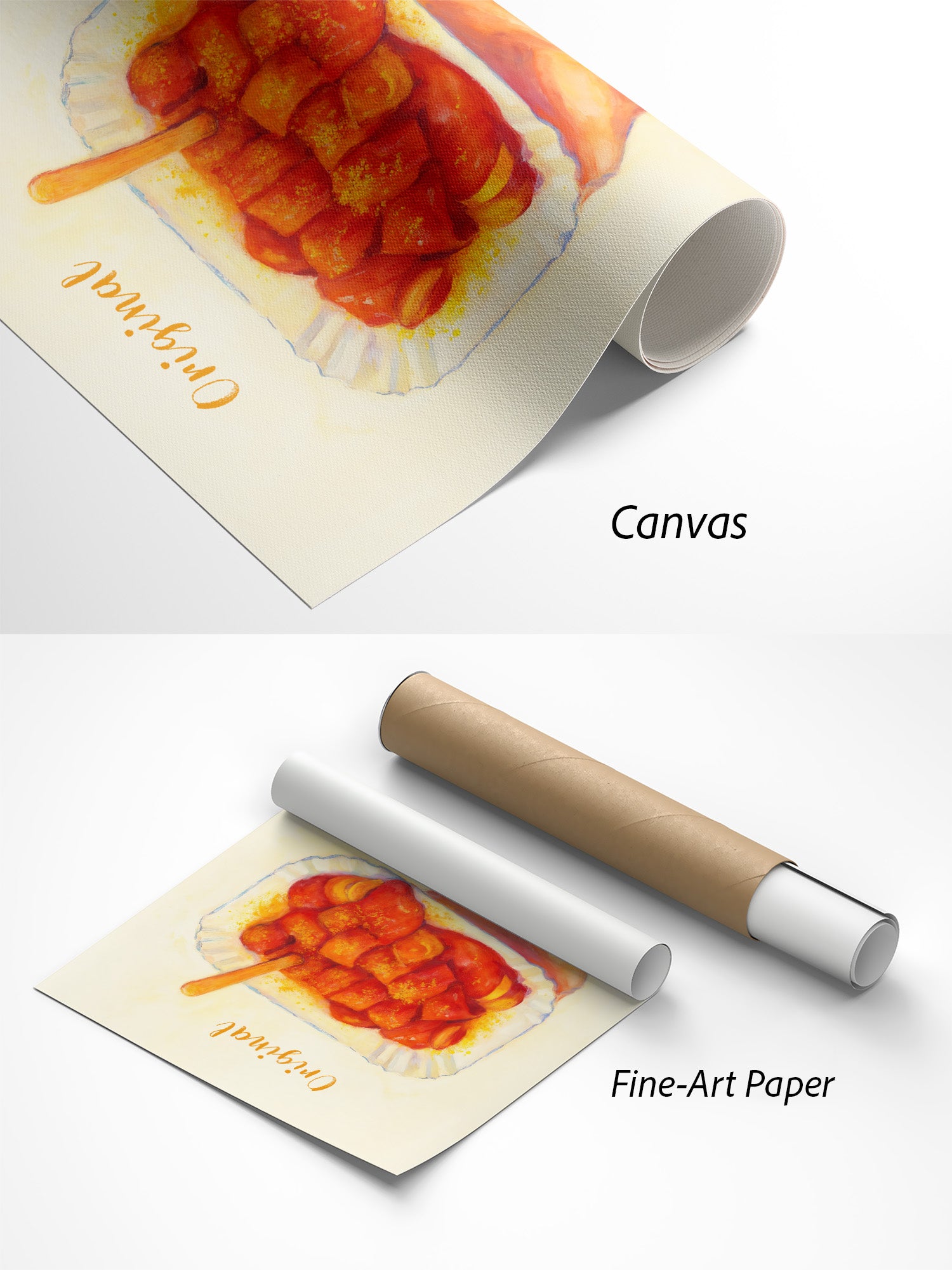 Original Berliner Currywurst Berlin Poster auf Canvas und Fine-Art-Papier im Materialvergleich