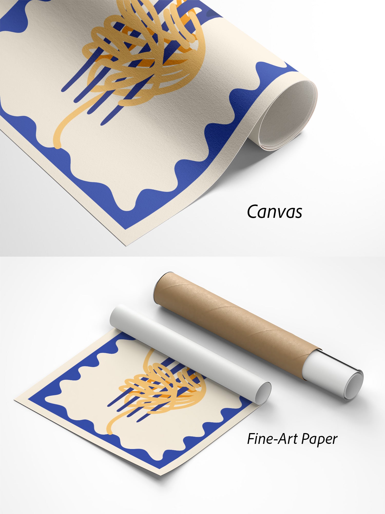 Pasta Küchen Poster auf Canvas und Fine-Art-Papier im Materialvergleich
