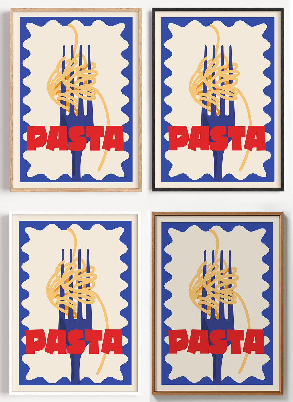 Pasta Poster Retro als Wandbild auf Papier oder Leinwand