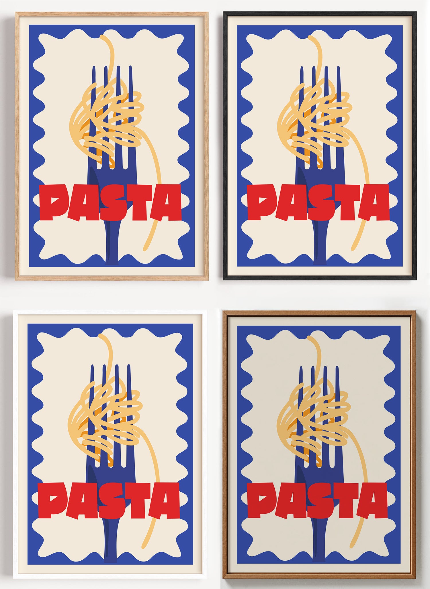 Pasta Poster Retro als Wandbild auf Papier oder Leinwand