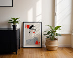 Minimalistisches Herzdame Poster gerahmt im Wohnzimmer