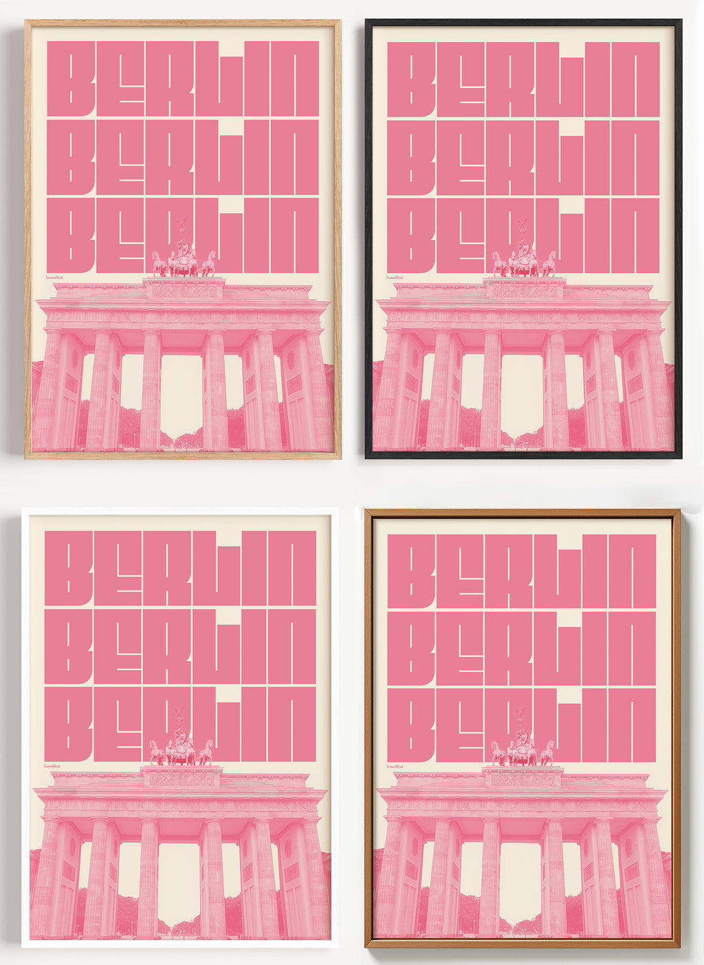 Brandenburger Tor Poster in Rosa als Wandbild auf Papier oder Leinwand