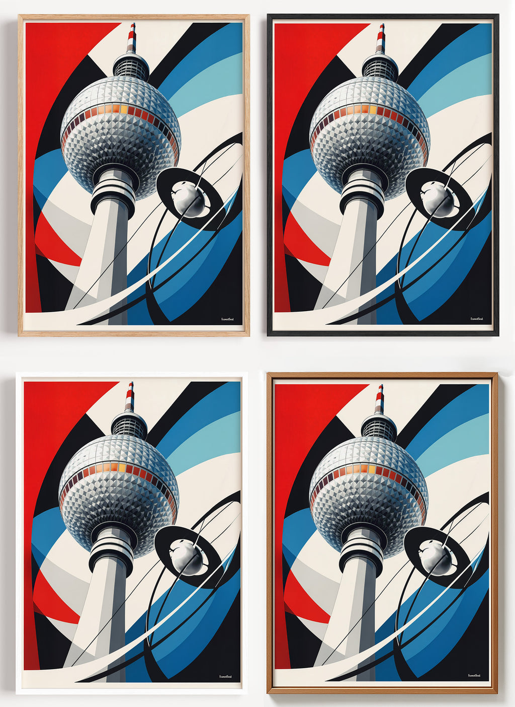 Konstruktivistisches Fernsehturm Poster als Wandbild auf Papier oder Leinwand