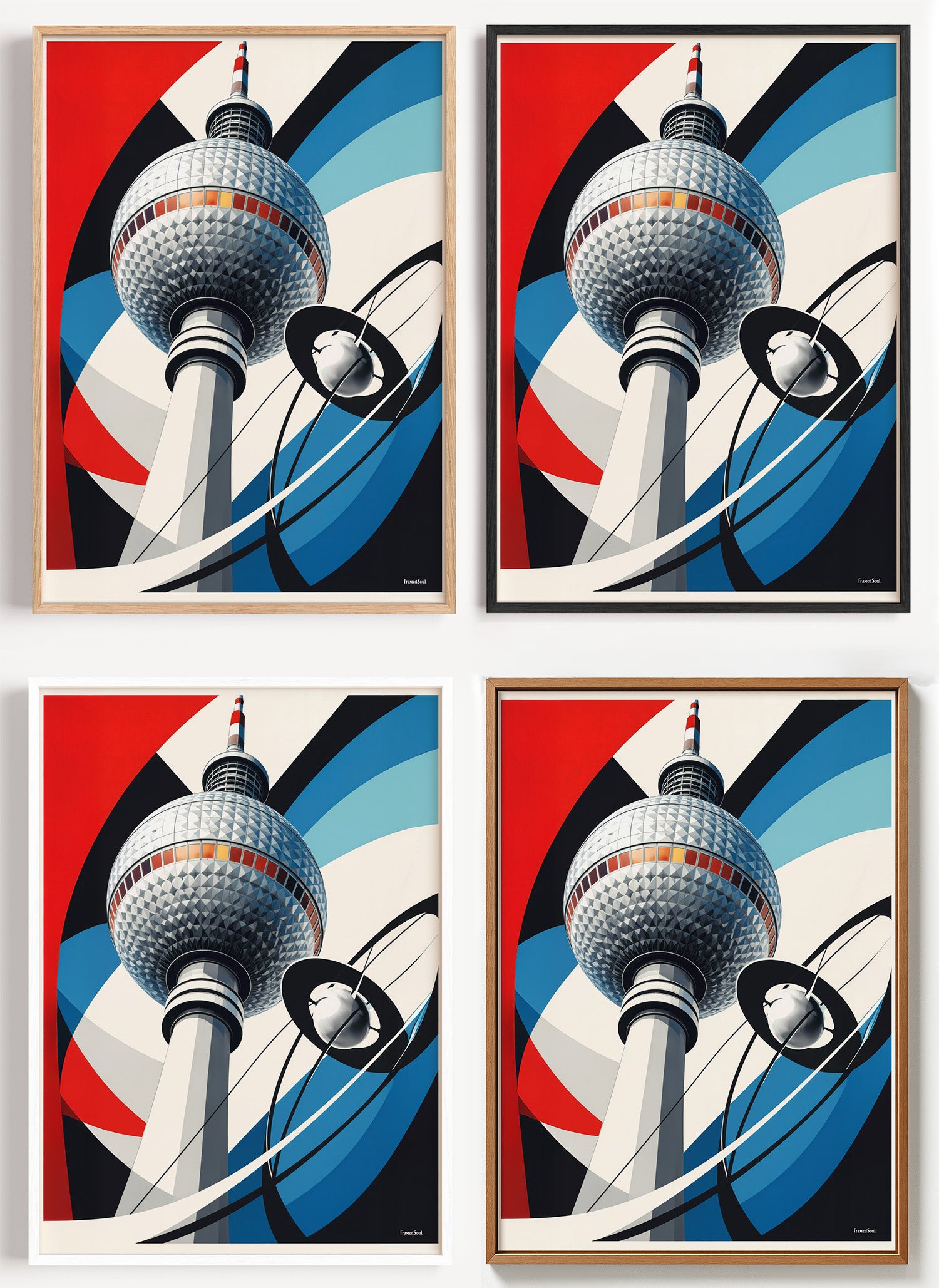 Konstruktivistisches Fernsehturm Poster als Wandbild auf Papier oder Leinwand