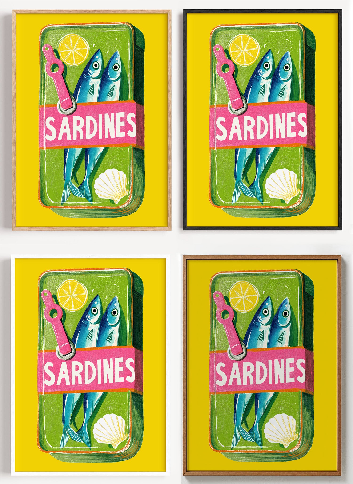 Sardinen Poster Pop-Art als Wandbild auf Papier oder Leinwand