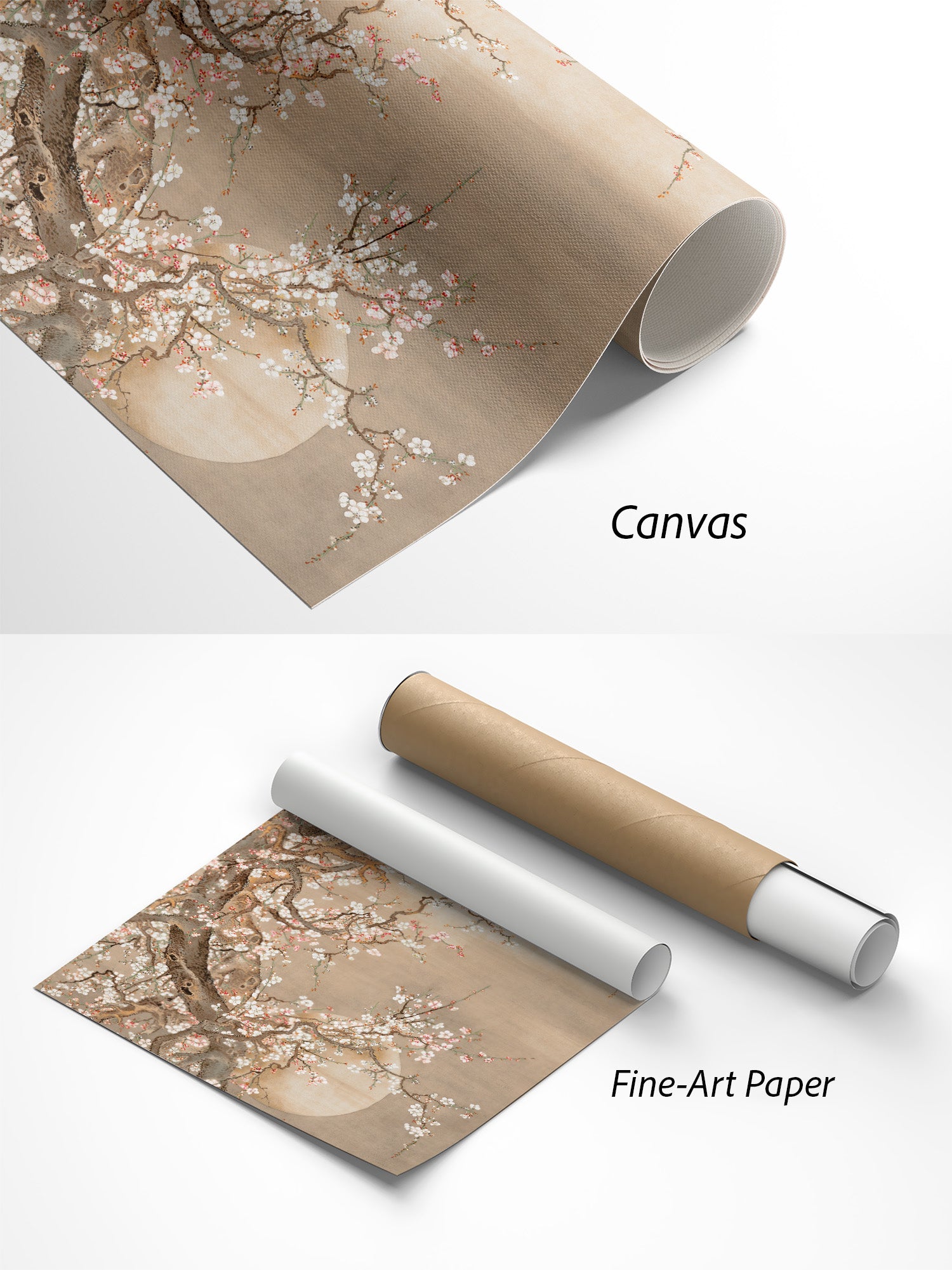 Sō Shizan Pflaumenblüten im Mondlicht Kunstdruck auf Canvas und Fine-Art-Papier im Materialvergleich