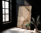 Japanisches Blüten Poster gerahmt im Schlafzimmer