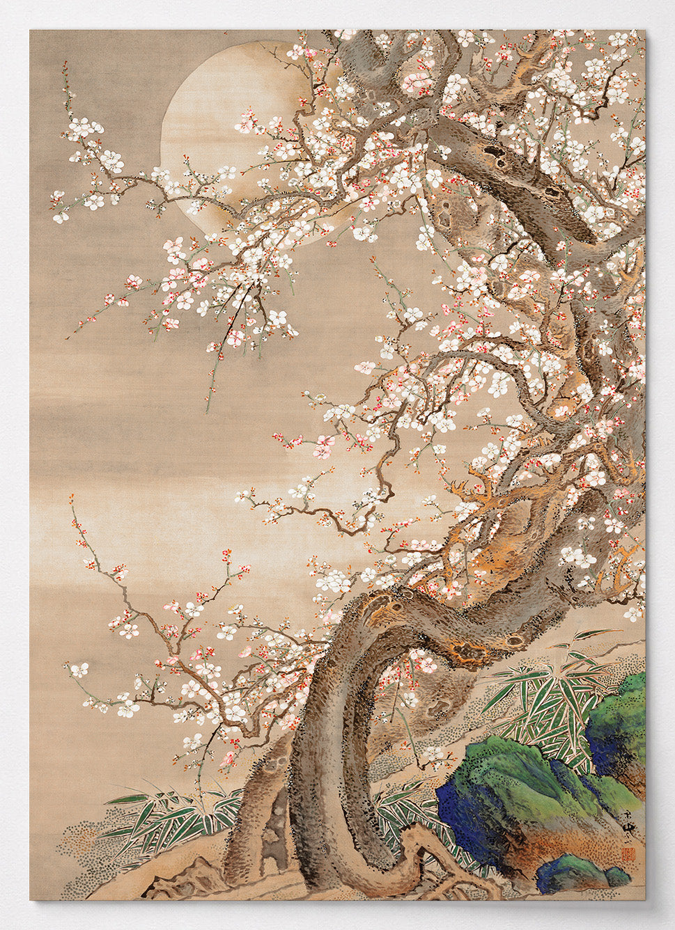 Japanisches Poster mit Pflaumenblüten im Mondlicht von Sō Shizan