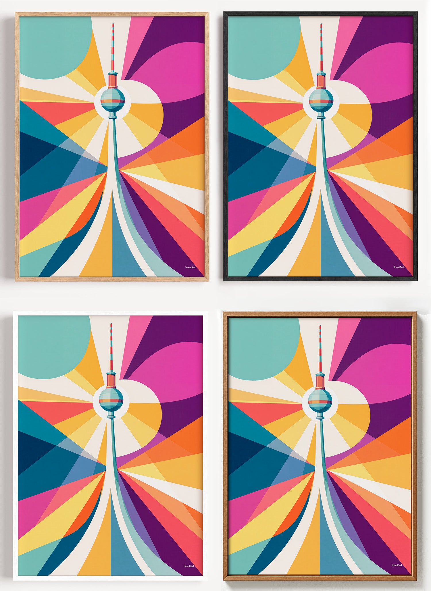 Fernsehturm Poster Berlin als Wandbild auf Papier oder Leinwand