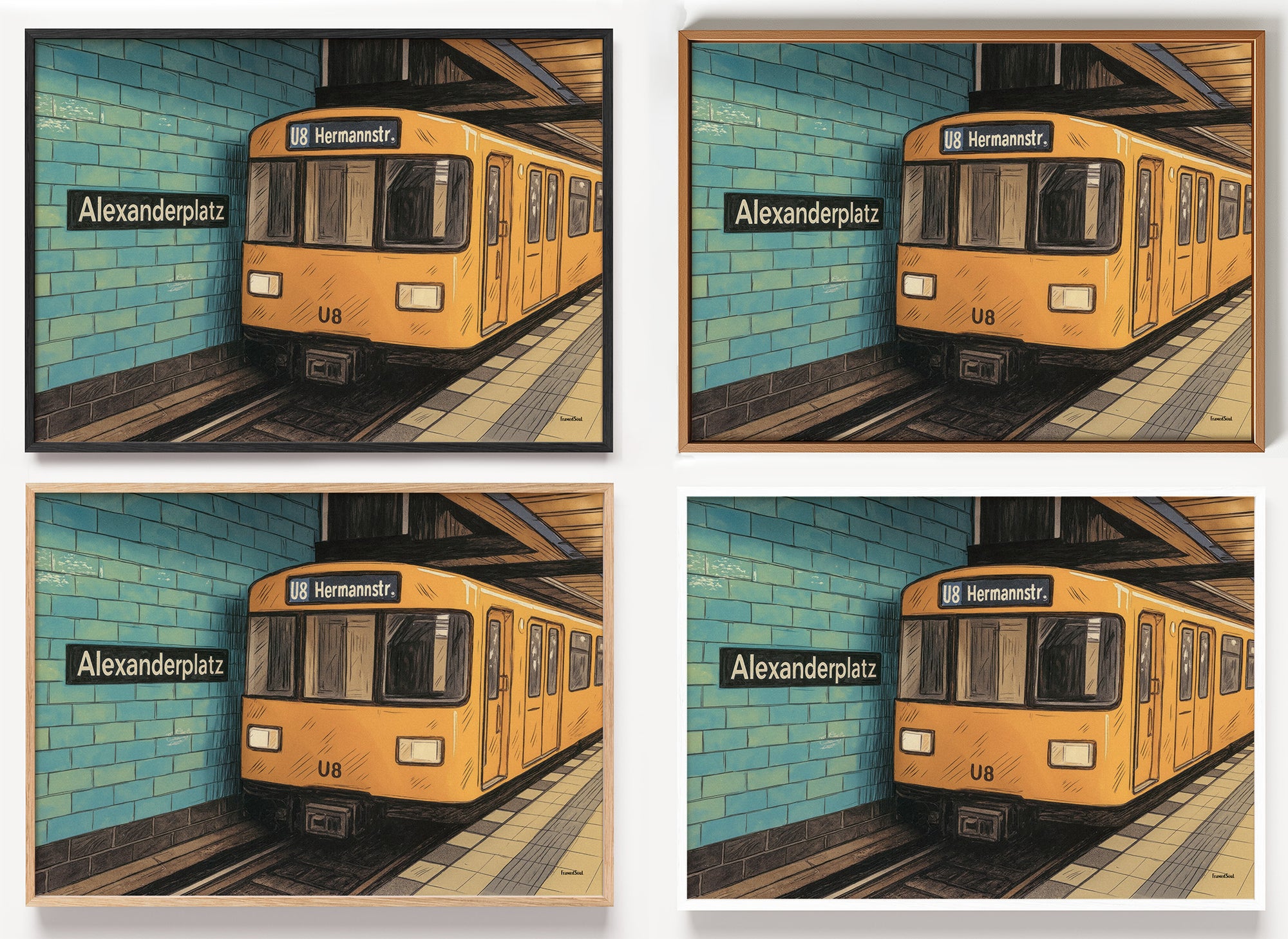 Berlin U-Bahn Poster Alexanderplatz als Wandbild auf Papier oder Leinwand