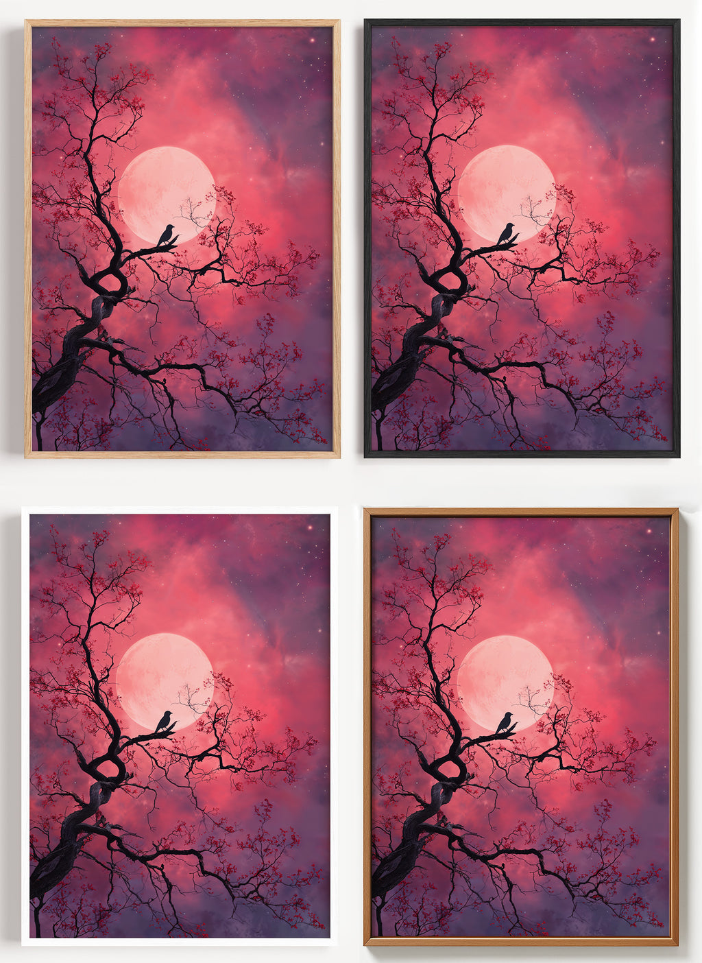 Unter dem rosa Mond Poster auf Canvas und Fine-Art-Papier im Materialvergleich