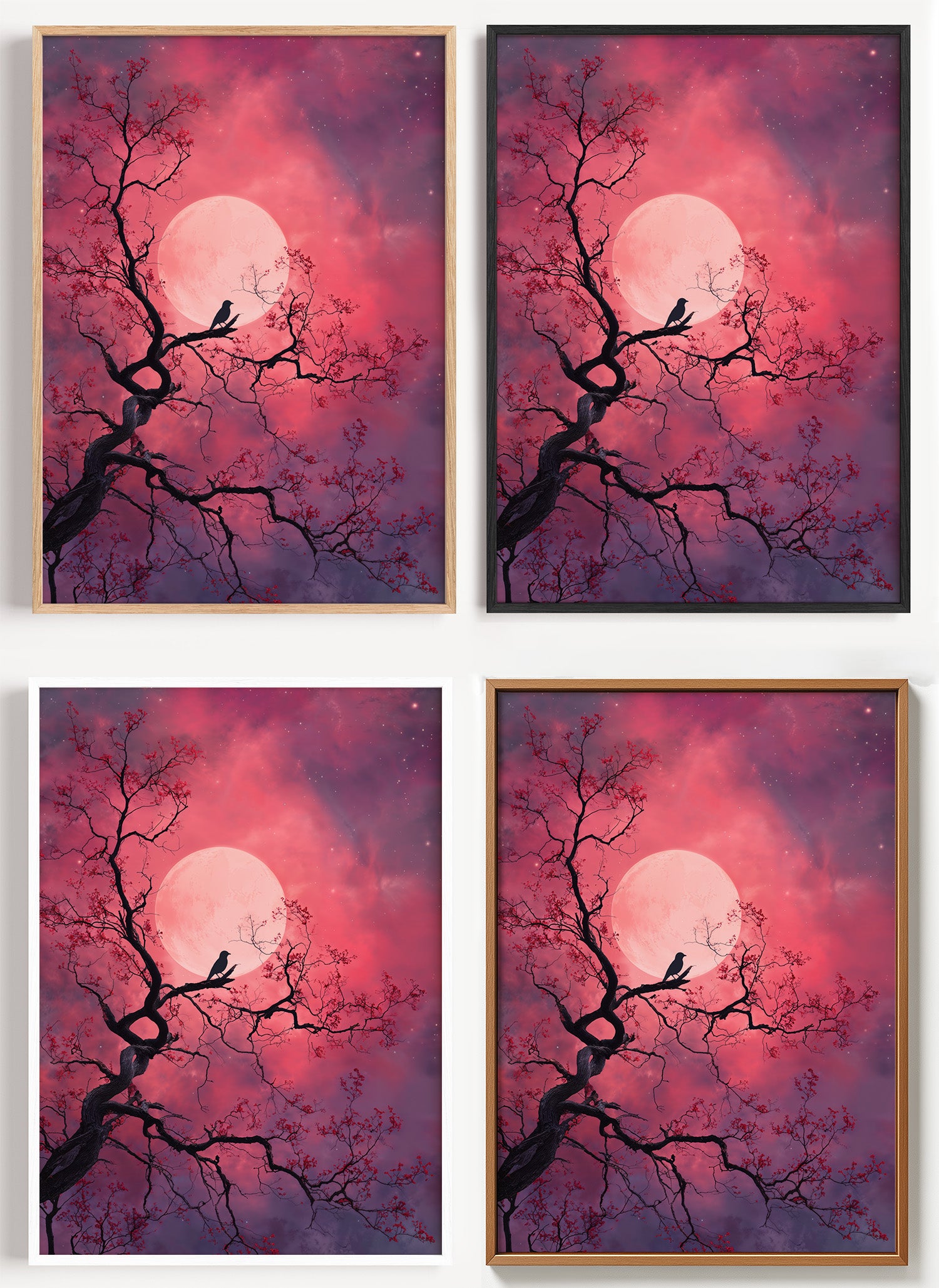 Unter dem rosa Mond Poster auf Canvas und Fine-Art-Papier im Materialvergleich