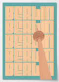 Berlin Poster mit Fernsehturm und BERLIN-Schriftzug in Türkis und Beige
